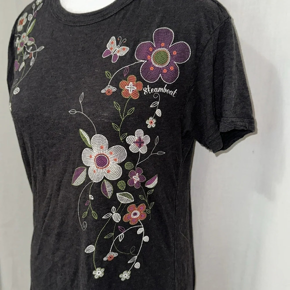 black bamboo blend Green Weekend floral graphic tshirt size medium - Picture 3 of 4
